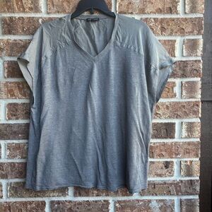 Eileen fisher gray linen and silk minimalist top size medium